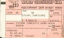 Ticket stub - Queen live at the Stadthalle, Vienna, Austria [30.09.1984]