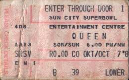 Ticket stub - Queen live at the Super Bowl, Sun City, Bophuthatswana [07.10.1984]