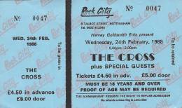 Ticket stub - The Cross live at the Rock City, Nottingham, UK [24.02.1988]