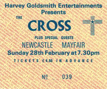 Ticket stub - The Cross live at the The Mayfair, Newcastle, UK [28.02.1988]