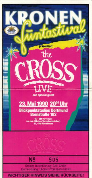 Ticket stub - The Cross live at the Blickpunktstudios, Dortmund, Germany [23.05.1990]