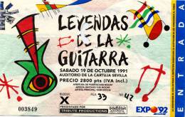 Ticket stub - Brian May live at the Auditorio de la Cartuja, Sevilla, Spain (Expo '92 Guitar festival) [19.10.1991]