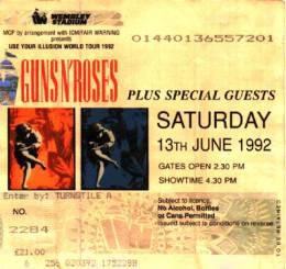 Ticket stub - Brian May live at the Wembley Stadium, London, UK (with Guns'n'Roses) [13.06.1992]