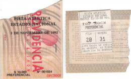 Ticket stub - Brian May live at the Pista Atlética del Estadio Nacional, Santiago De Chile, Chile [03.11.1992]