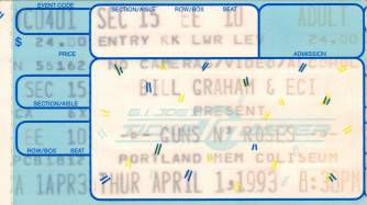 Ticket stub - Brian May live at the Portland Coliseum, Portland, OR, USA [01.04.1993]