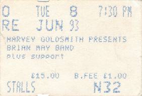 Ticket stub - Brian May live at the Apollo Theatre, Manchester, UK [08.06.1993]