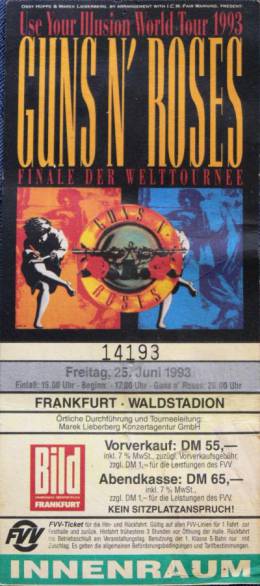 Ticket stub - Brian May live at the Waldstadion, Frankfurt, Germany [25.06.1993]
