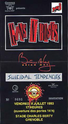 Ticket stub - Brian May live at the La Halle Tony Garnier, Lyon, France [09.07.1993]