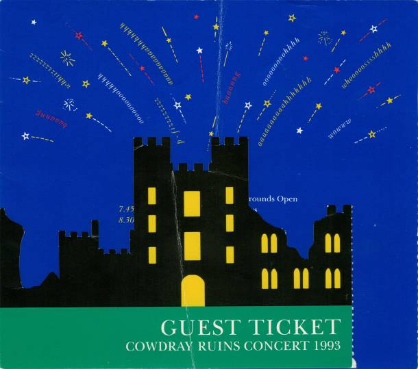 Ticket stub - Roger Taylor + John Deacon live at the Cowdray Park, Midhurst, West Sussex, UK (Festival) [18.09.1993]
