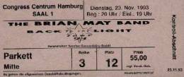 Ticket stub - Brian May live at the Congress Centrum, Hamburg, Germany [23.11.1993]