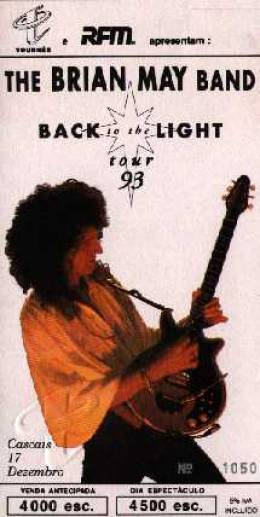 Ticket stub - Brian May live at the Dramático de Cascais, Cascais, Portugal [17.12.1993]