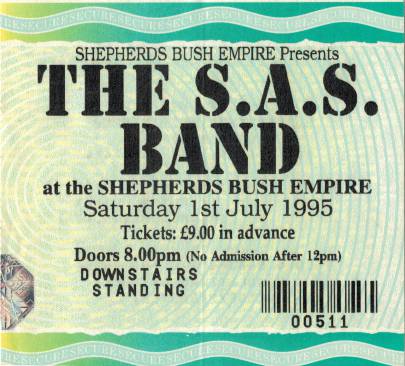 Ticket stub - John Deacon live at the Shepherds Bush Empire, London, UK (with SAS Band) [01.07.1995]