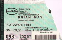 Ticket stub - Brian May live at the Circus Krone, Munich, Germany [08.10.1998]