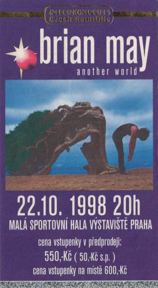 Ticket stub - Brian May live at the Mala Sportovni Hala, Prague, Czech Republic [22.10.1998]