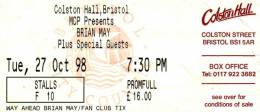 Ticket stub - Brian May live at the Colston Hall, Bristol, UK [27.10.1998]