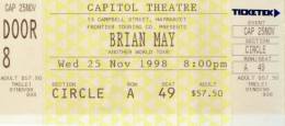 Ticket stub - Brian May live at the Capitol Theatre, Sydney, Australia [25.11.1998]