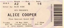 Ticket stub - Brian May live at the Wembley Arena, London, UK (with Alice Cooper) [18.05.2001]
