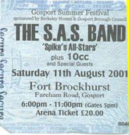 Ticket stub - Roger Taylor live at the Fort Brockhurst, Gosport, UK (with SAS Band) [11.08.2001]