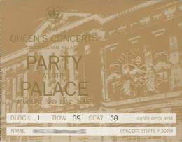 Ticket stub - Brian May + Roger Taylor live at the Buckingham Palace, London, UK (Queen's Jubilee) [03.06.2002]