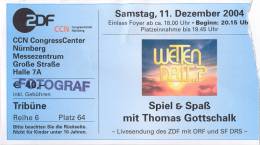 Ticket stub - Brian May + Roger Taylor live at the CCN CongressCenter, Nuremberg, Germany (Wetten, dass...?) [11.12.2004]