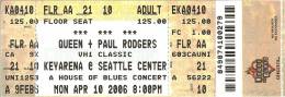 Ticket stub - Queen + Paul Rodgers live at the Key Arena, Seattle, WA, USA [10.04.2006]