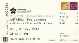 Ticket stub - Brian May live at the Royal Albert Hall, London, UK (1st gig) [01.05.2011 (1st gig)]