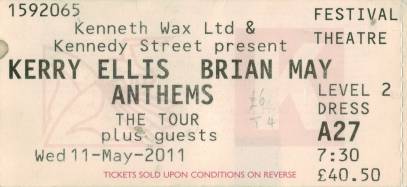 Ticket stub - Brian May live at the Festival Theatre, Edinburgh, UK [11.05.2011]