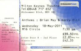 Ticket stub - Brian May live at the Theatre, Milton Keynes, UK [18.05.2011]
