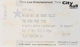 Ticket stub - Brian May live at the City Hall, Salisbury, UK [17.11.2012]