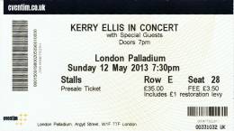 Ticket stub - Brian May live at the Palladium, London, UK (with Kerry Ellis) [12.05.2013]
