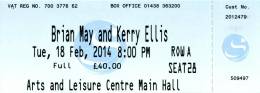 Ticket stub - Brian May live at the Gordon Craig Theatre, Stevenage, UK [18.02.2014]