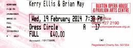Ticket stub - Brian May live at the Opera House, Buxton, UK [19.02.2014]