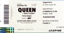 Ticket stub - Queen + Adam Lambert live at the Gigantinho, Porto Alegre, Brazil [21.09.2015]