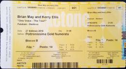 Ticket stub - Brian May live at the Arcimboldi, Mantova, Italy [27.02.2016]