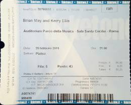 Ticket stub - Brian May live at the Auditorium Parco della Musica, Rome, Italy [28.02.2016]