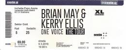 Ticket stub - Brian May live at the Incheba Hall, Bratislava, Slovakia [09.03.2016]