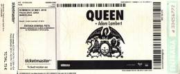 Ticket stub - Queen + Adam Lambert live at the Palau Sant Jordi, Barcelona, Spain [22.05.2016]