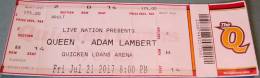 Ticket stub - Queen + Adam Lambert live at the Quicken Loans Arena, Cleveland, OH, USA [21.07.2017]