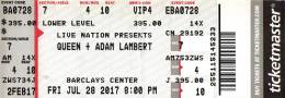 Ticket stub - Queen + Adam Lambert live at the Barclays Center, New York, NY, USA [28.07.2017]