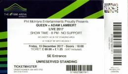 Ticket stub - Queen + Adam Lambert live at the The SSE Arena, London, UK [15.12.2017]