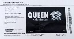 Ticket stub - Queen + Adam Lambert live at the Palau San Jordi, Barcelona, Spain [10.06.2018]