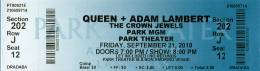 Ticket stub - Queen + Adam Lambert live at the Park Theater, Las Vegas, NV, USA [21.09.2018]