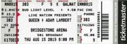 Ticket stub - Queen + Adam Lambert live at the Bridgestone Arena, Nashville, TN, USA [15.08.2019]