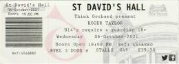 Ticket stub - Roger Taylor live at the St. David's Hall, Cardiff, UK [06.10.2021]
