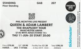 Ticket stub - Queen + Adam Lambert live at the Arena, Manchester, UK [30.05.2022]