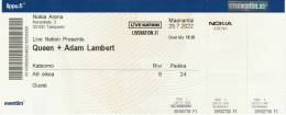 Ticket stub - Queen + Adam Lambert live at the Nokia Arena, Tampere, Finland [25.07.2022]
