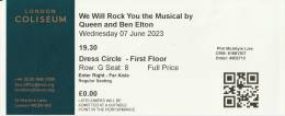 Ticket stub - Brian May live at the Coliseum, London, UK (We Will Rock You musical - press night) [07.06.2023]
